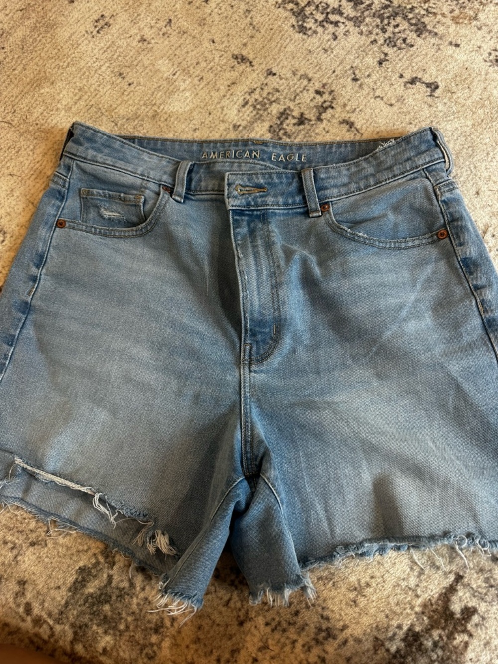 American Eagle Light Blue Denim Shorts with Frayed Hem